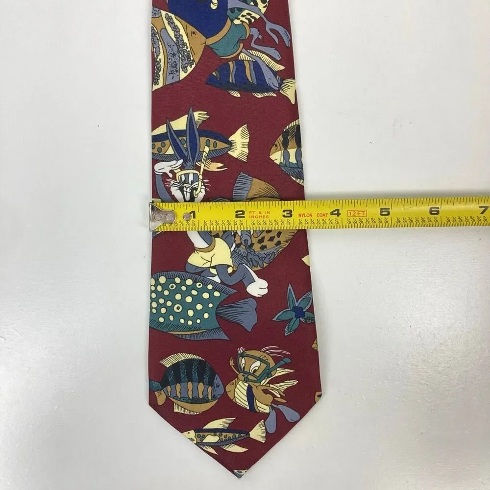 Rene Chagal 100% Silk Hand Made Necktie Tie Looney Tunes Bugs Bunny Daffy Tweety